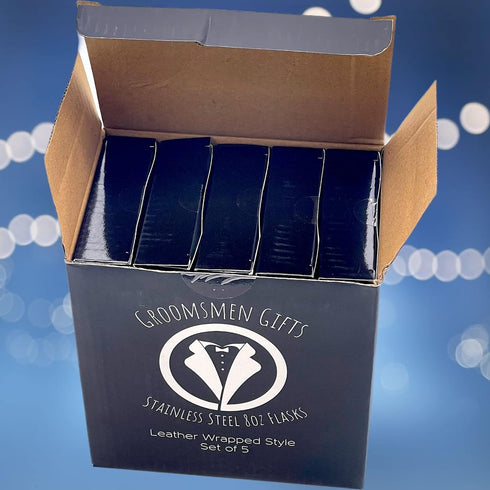 Team Groom Leather Wrapped Hip Flask Bachelor Party Must-Have